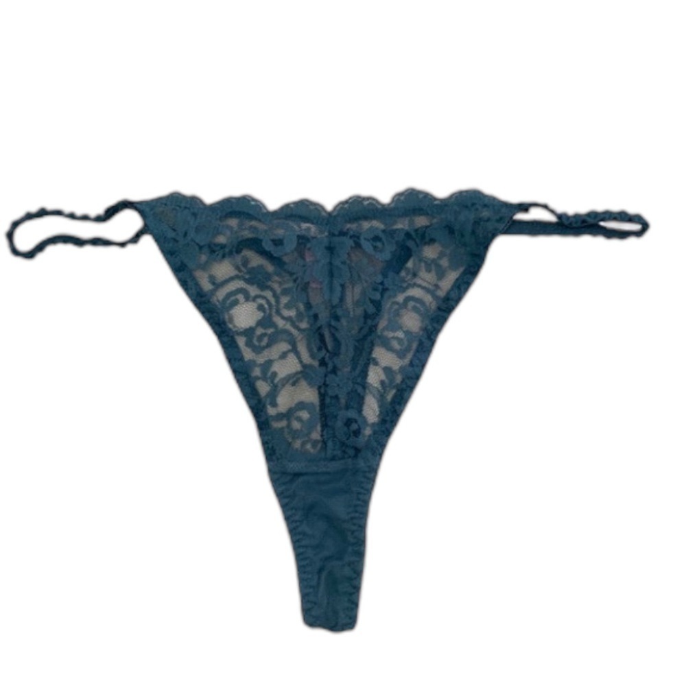 VICTORIA’S SECRET Vintage Y2K Green Blue Lace Thong Panty Women Small